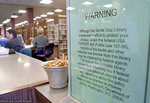 Library PATRIOT warning
