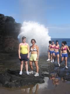 Shaina, Liz, and four Jessicas by the blow hole