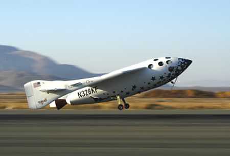 SpaceShipOne landing on Mojave runway